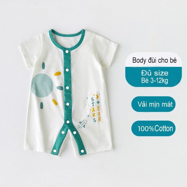 (Vải sợi tre) Body đùi cho bé mẫu áo liền quần chất cotton Bé trai bé gái từ 3-12kg