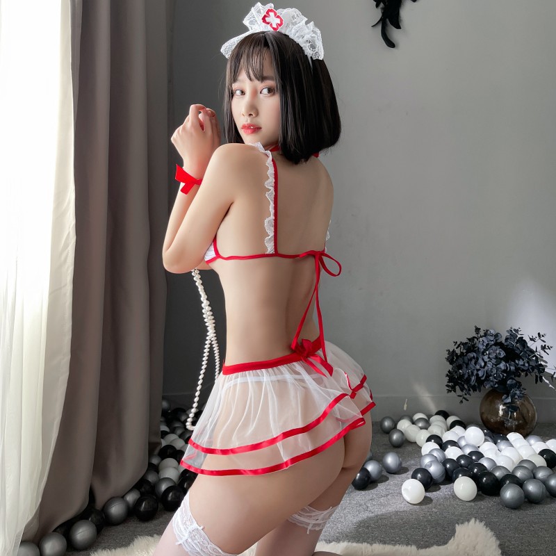 Set Cosplay Nàng Y Tá 6 Chi Tiết Kèm Dây Trói Ngọc