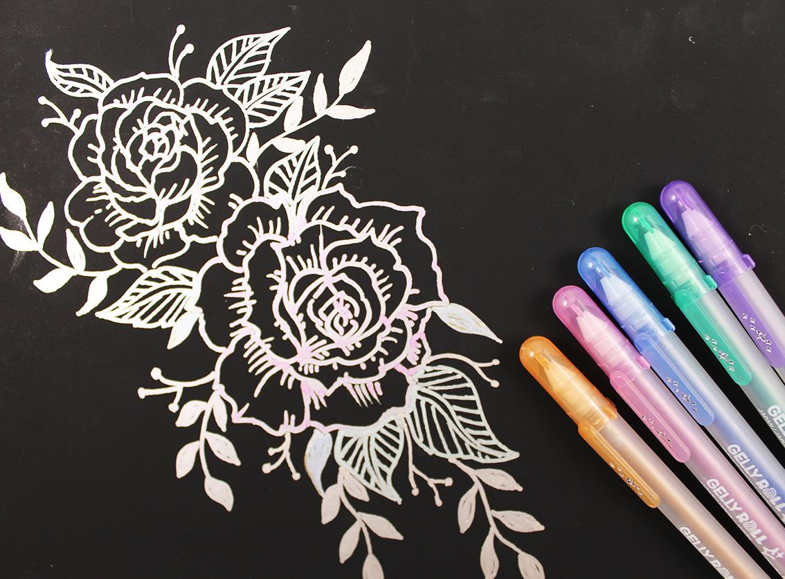 SAKURA - BÚT GEL, NHŨ VÀNG/BẠC VIỀN MÀU NHŨ BẠC VIỀN MÀU XANH LÁ XPGB-M#629