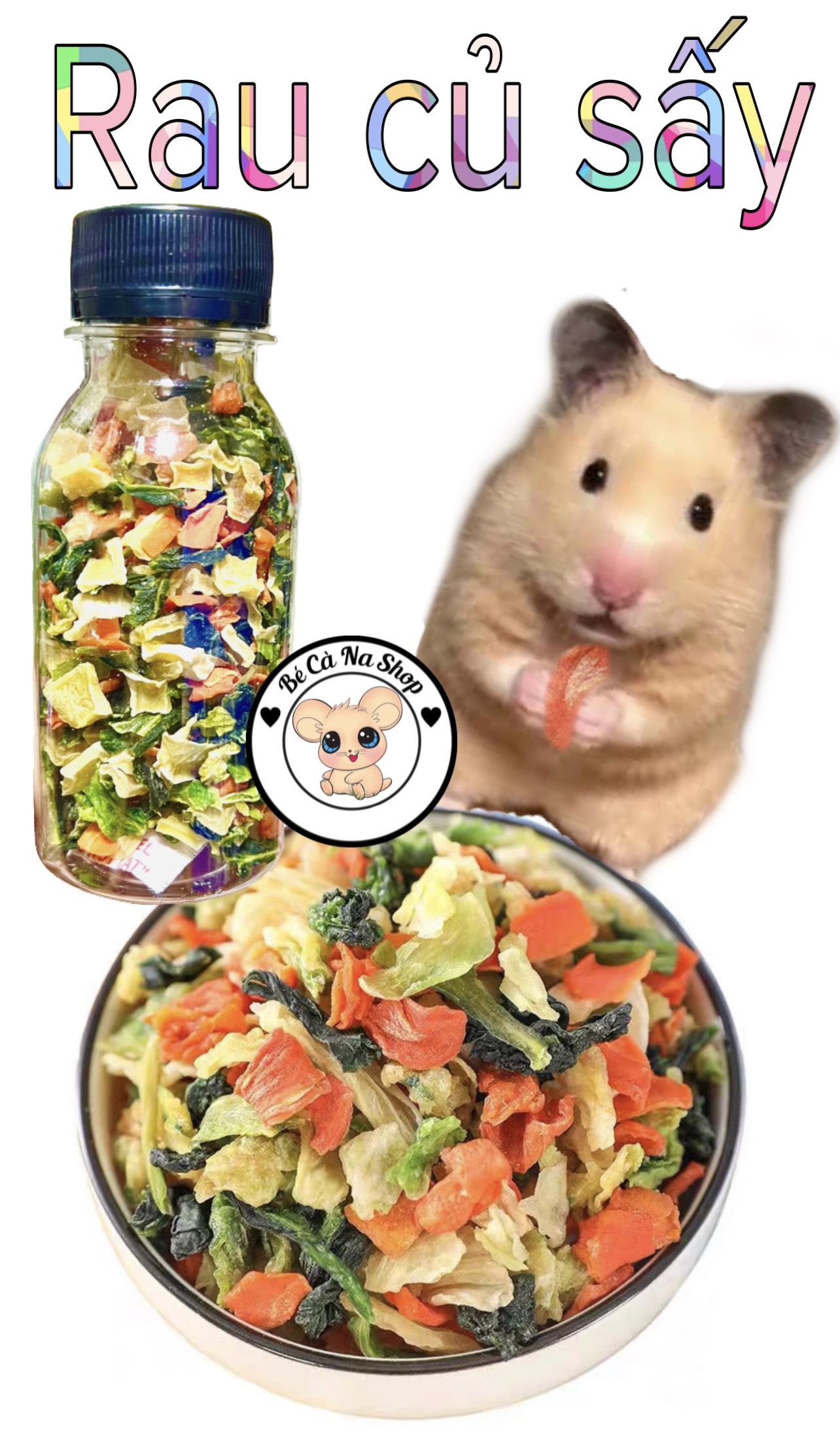 Rau củ sấy khô giải nhiệt dinh dưỡng , thức ăn hamster thỏ bọ sóc...