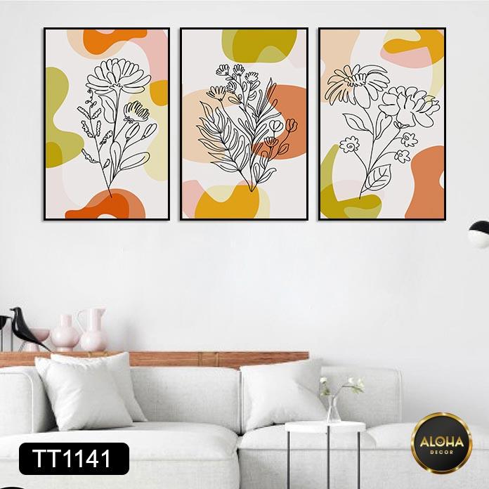 Set 3 tranh canvas treo tường tối giản tặng khung tranh trang trí - Tranh treo tranh nghệ thuật phòng khách, phòng ngủ