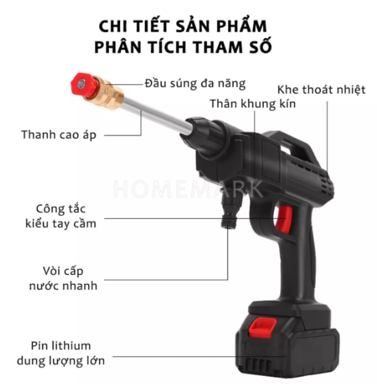 Máy rửa xe tạo bọt tuyết cầm tay, máy xịt tăng áp đa năng nhiều vòi - Kèm 2PIN và phụ kiện