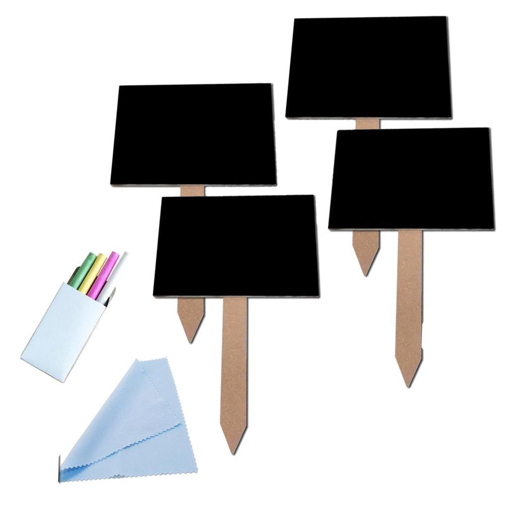 4Pcs Small MDF Blackboard Chalkboard with Stick Price Tags Message Board
