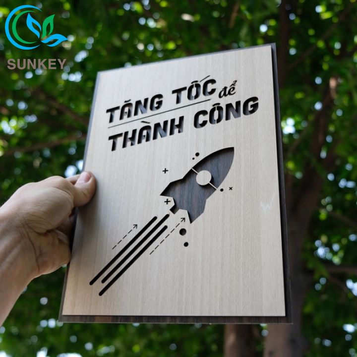 Tranh Gỗ Treo Tường - Tranh Động Lực Slogan - Tăng Tốc Để Thành Công - Trang Trí Nhà Cửa, Văn Phòng Làm Việc, Tạo Động Lực