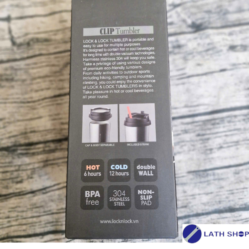 Ly Giữ Nhiệt Lock&Lock Clip Tumbler LHC4151 Bằng Thép Không Gỉ Inox 304, Kèm Ống Hút-540ml