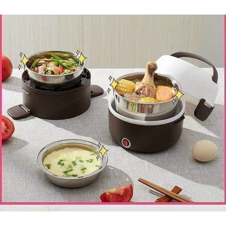 Cặp Lồng Cơm Giữ Nhiệt Cắm Điện 3 Tầng Inox 304