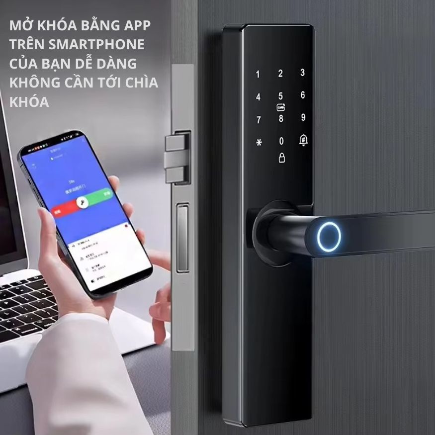 Khóa Cửa Thông Minh Kachi MK40 – Mở Khóa App Tuya + Vân tay + Chìa khóa + Thẻ từ + Mã số - hàng chính hãng