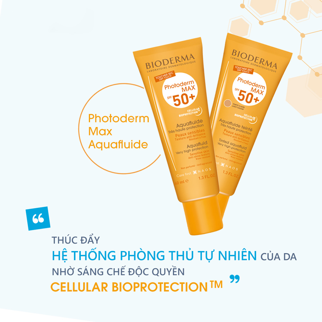 Kem chống nắng không màu giảm bóng nhờn cho mọi loại da Bioderma Photoderm Max SPF 50+ 40ml (Nhập khẩu)