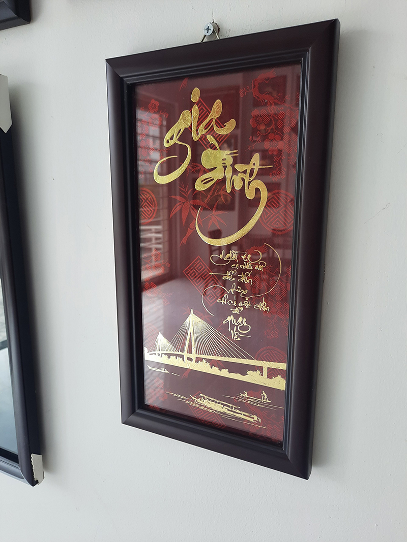 Tranh thư pháp dát vàng chữ Gia Đình