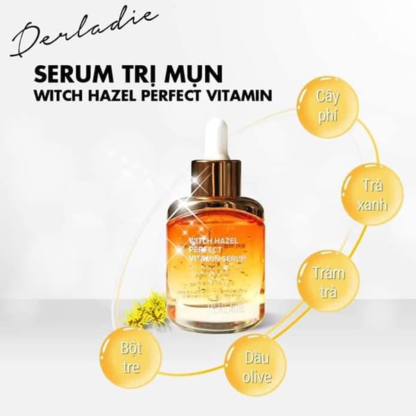 Serum trị mụn Derladie Witch Hazel Perfect Vitamin Hàn Quốc Tặng Kèm Máy Massage Mặt Ion Thẩm Thấu Kem Dưỡng