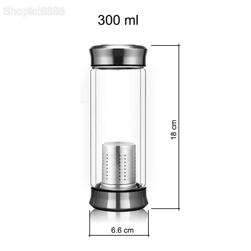 Bình pha trà giữ nhiệt bằng thủy tinh 2 lớp và inox304 cao cấp 420ml