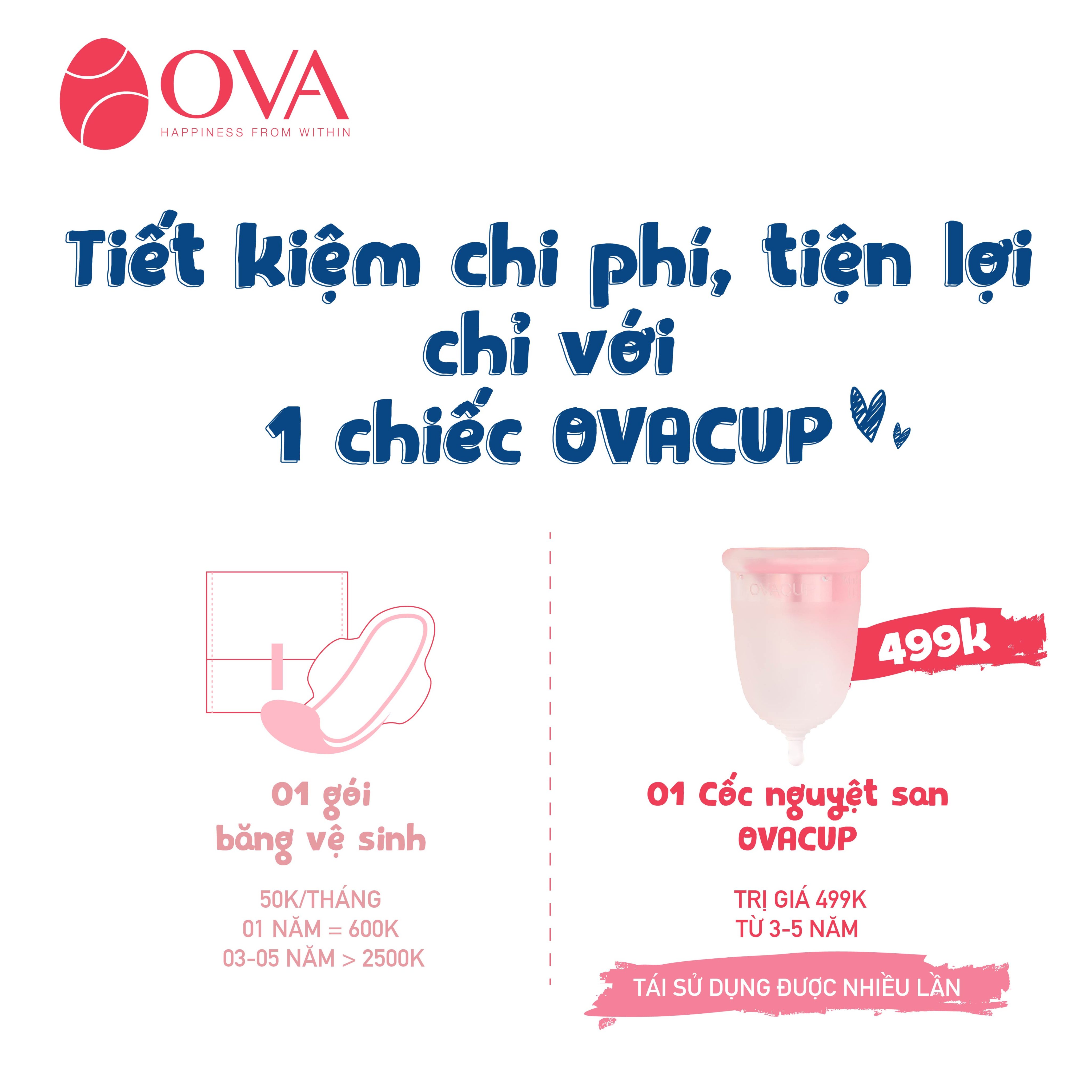 Cốc Nguyệt San Ovacup - Hồng Nhạt (Size S)