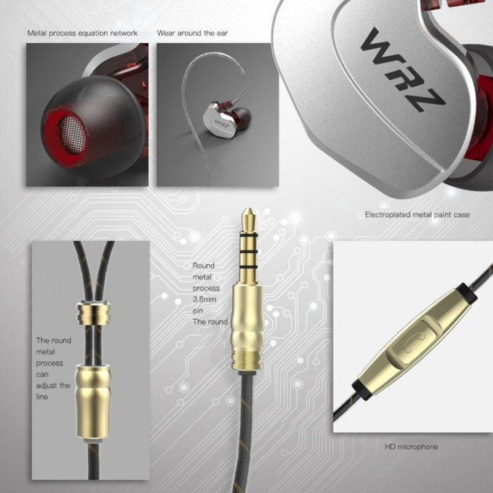 Tai Nghe Móc Tai In-Ear HIFI Zircon Thể Thao Siêu Bass Chống Ồn