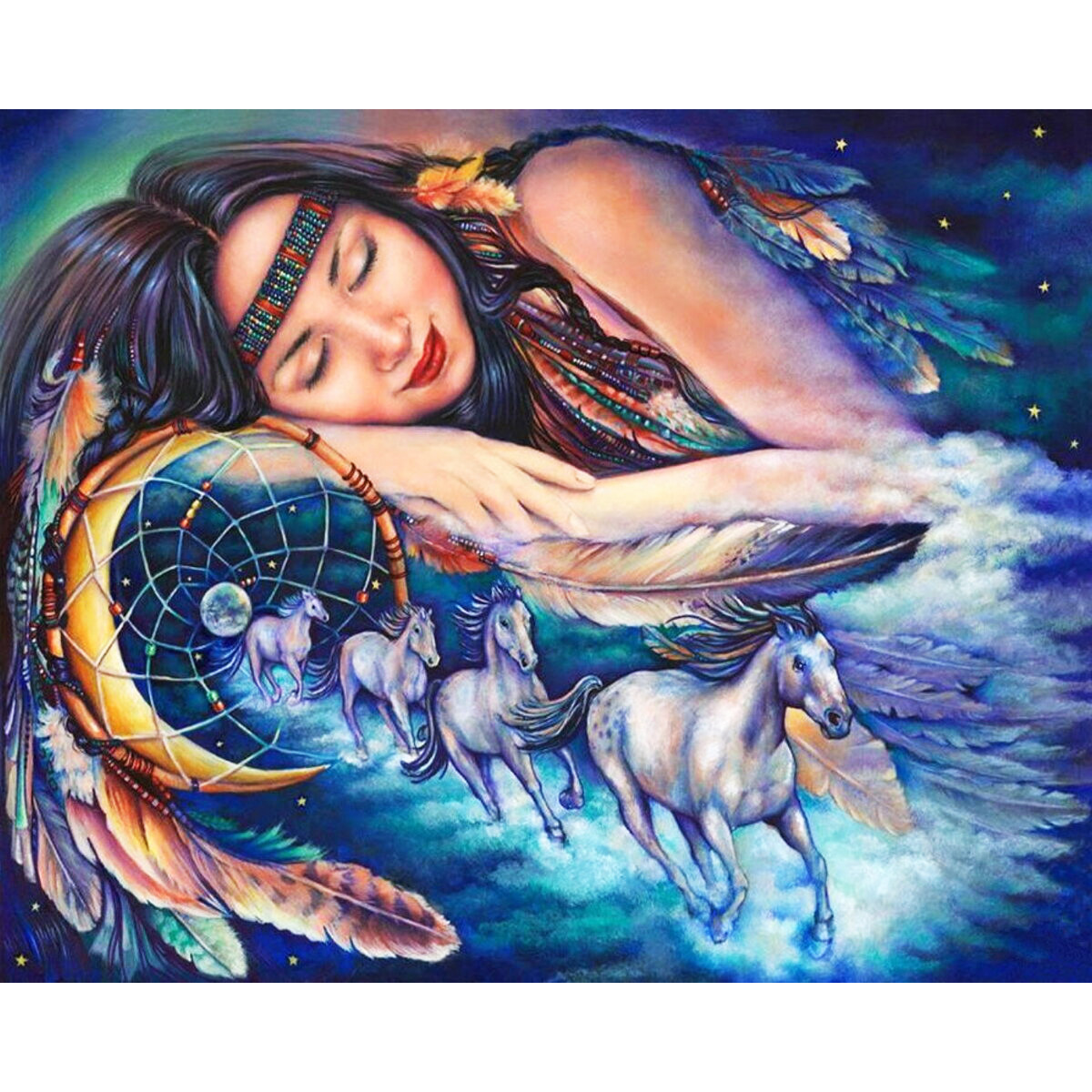 Tranh sơn dầu số hóa tự tô đã căn khung 40x50cm- RA3358 dreamcatcher