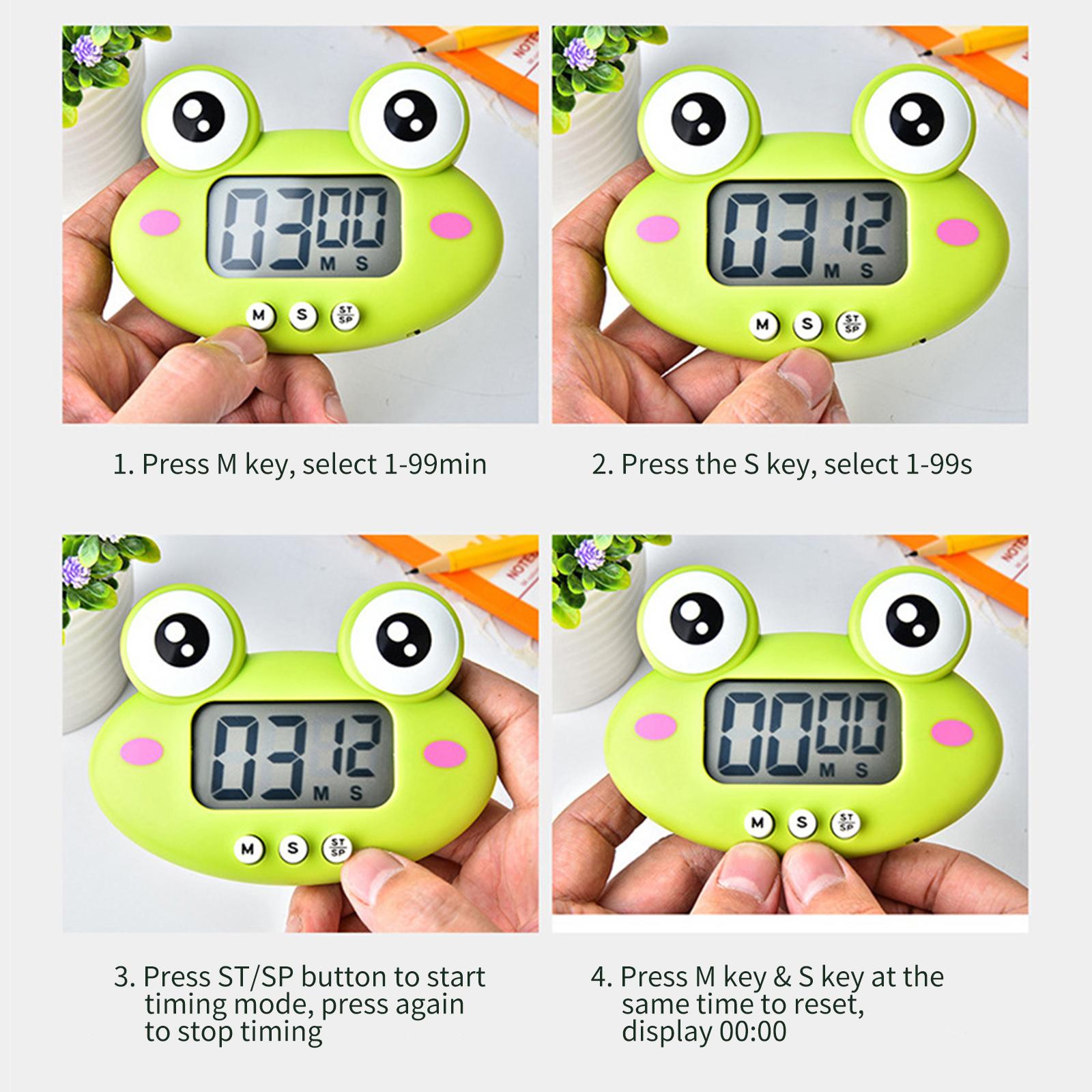 Digital Kitchen Timer Cute Animal Timer with Strong Magnet Back Stand Loud Alarm Large Screen Cooking Timer Clock