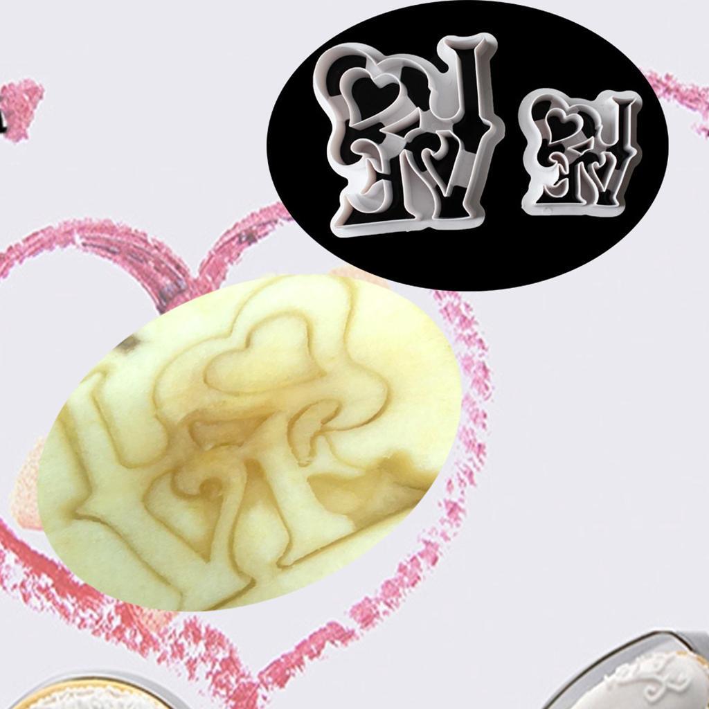 2Pcs LOVE Fondant Biscuit Mold Tool Cake Baking Vegetable Fruit Shapes