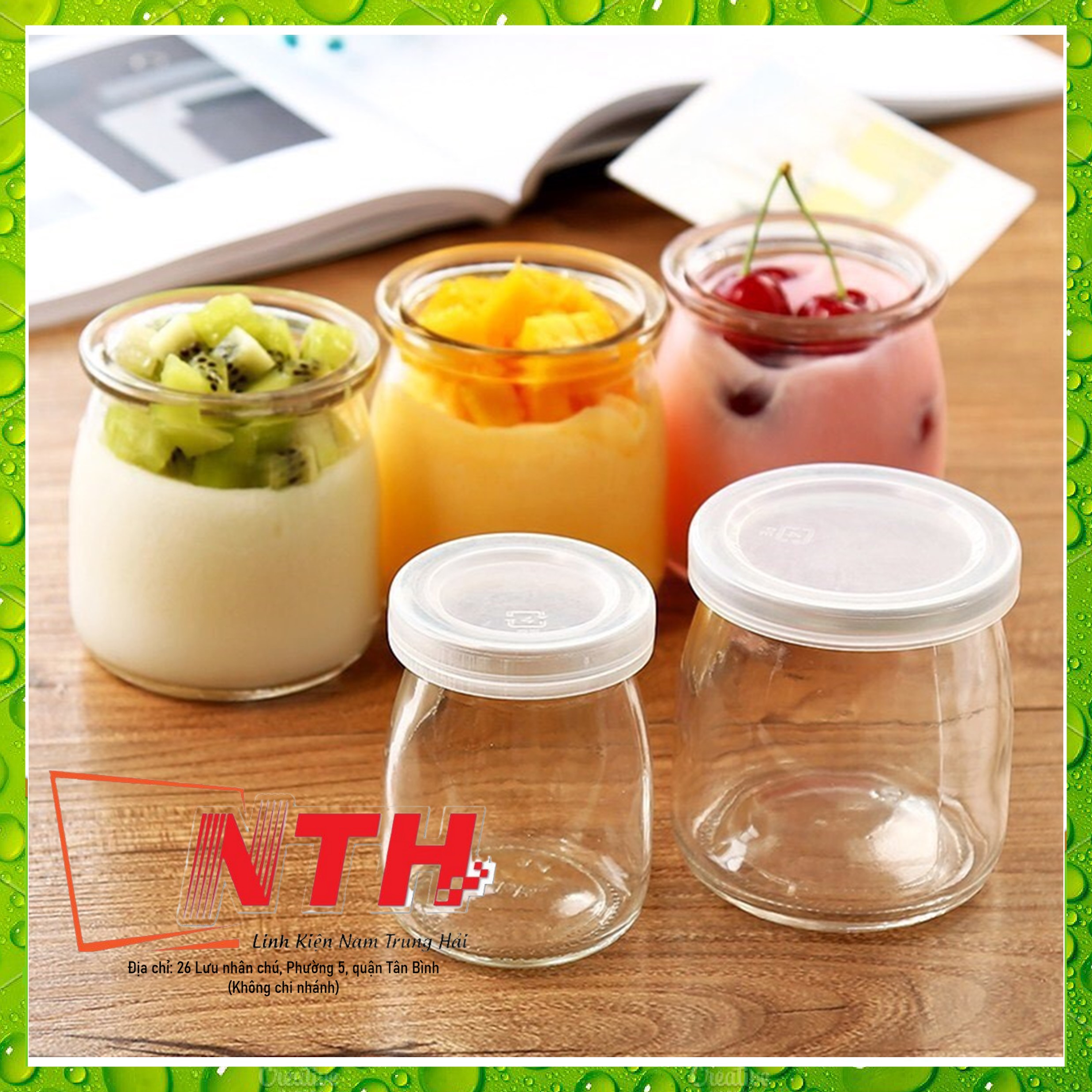 Set 12 hũ đựng sữa chua thủy tinh 100ml nắp nhựa hủ chưng yến làm bánh flan pudding panna cotta