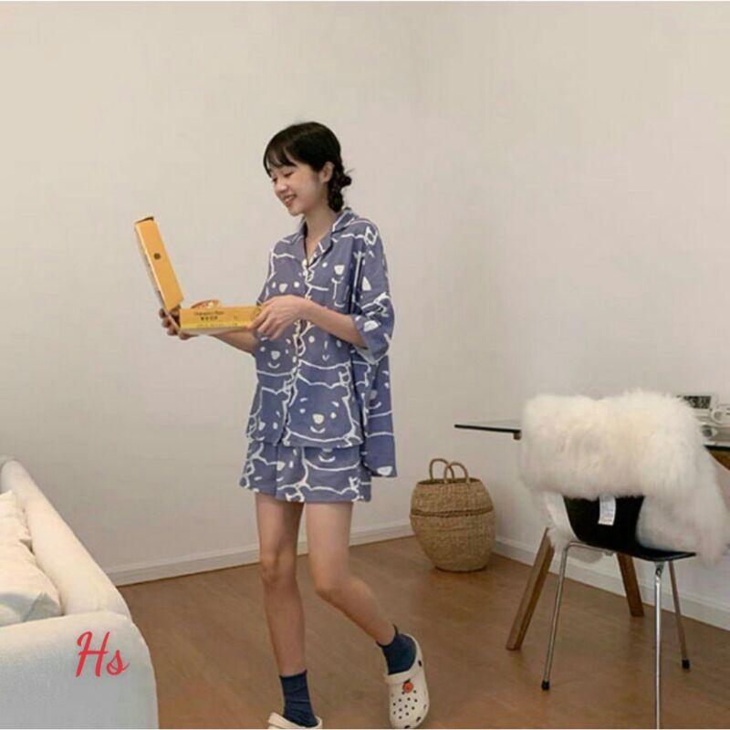 Bộ ngủ pijama nữ lụa mềm mát dễ thương size M L