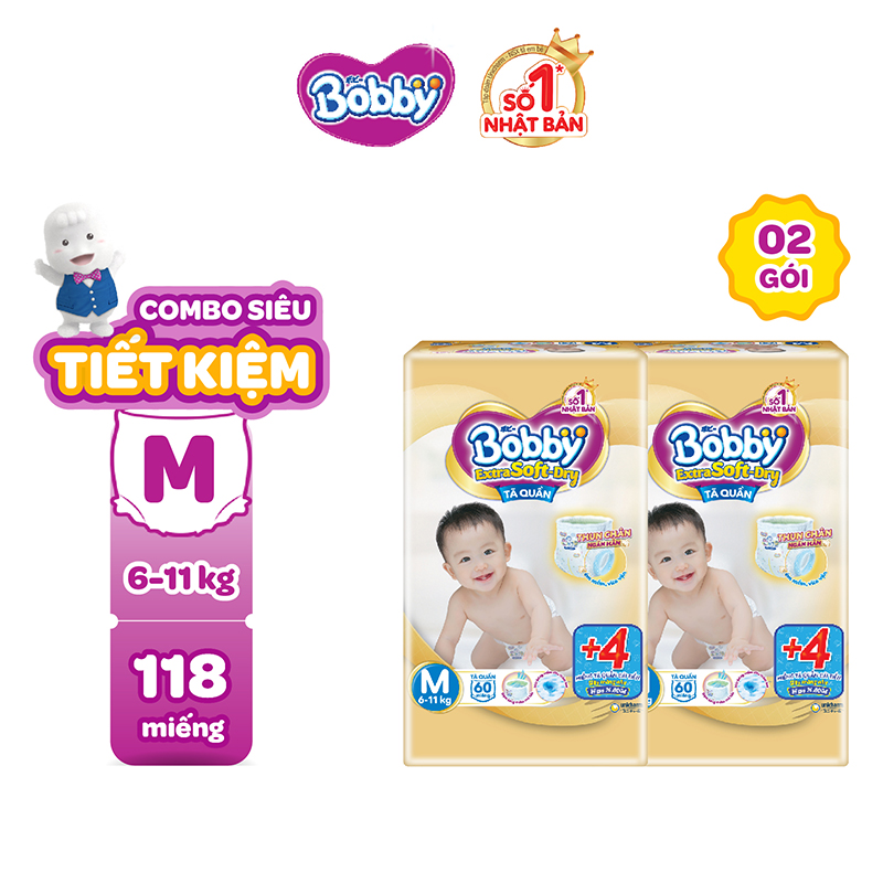 Combo 2 Tã quần Bobby extra soft dry