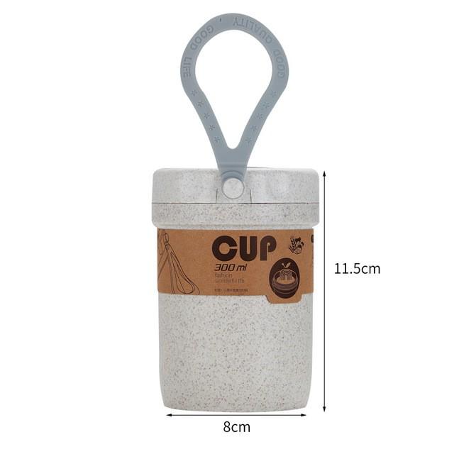 Cốc Lúa Mạch Giữ Nhiệt Đựng Canh, Súp, Cháo Kèm Muỗng Có Quai Xách Tiện Lợi