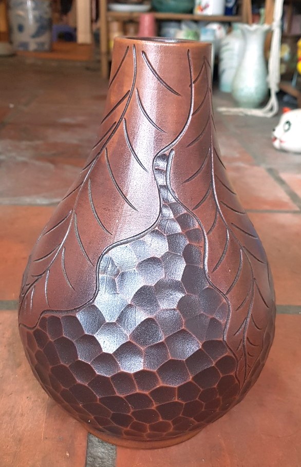 Bình hoa nâu, bình hút tài lộc, cao 31cm, trang trí nhà cửa, quà tặng tân gia, sinh nhật, gốm Bát Tràng. Giao từ HCM