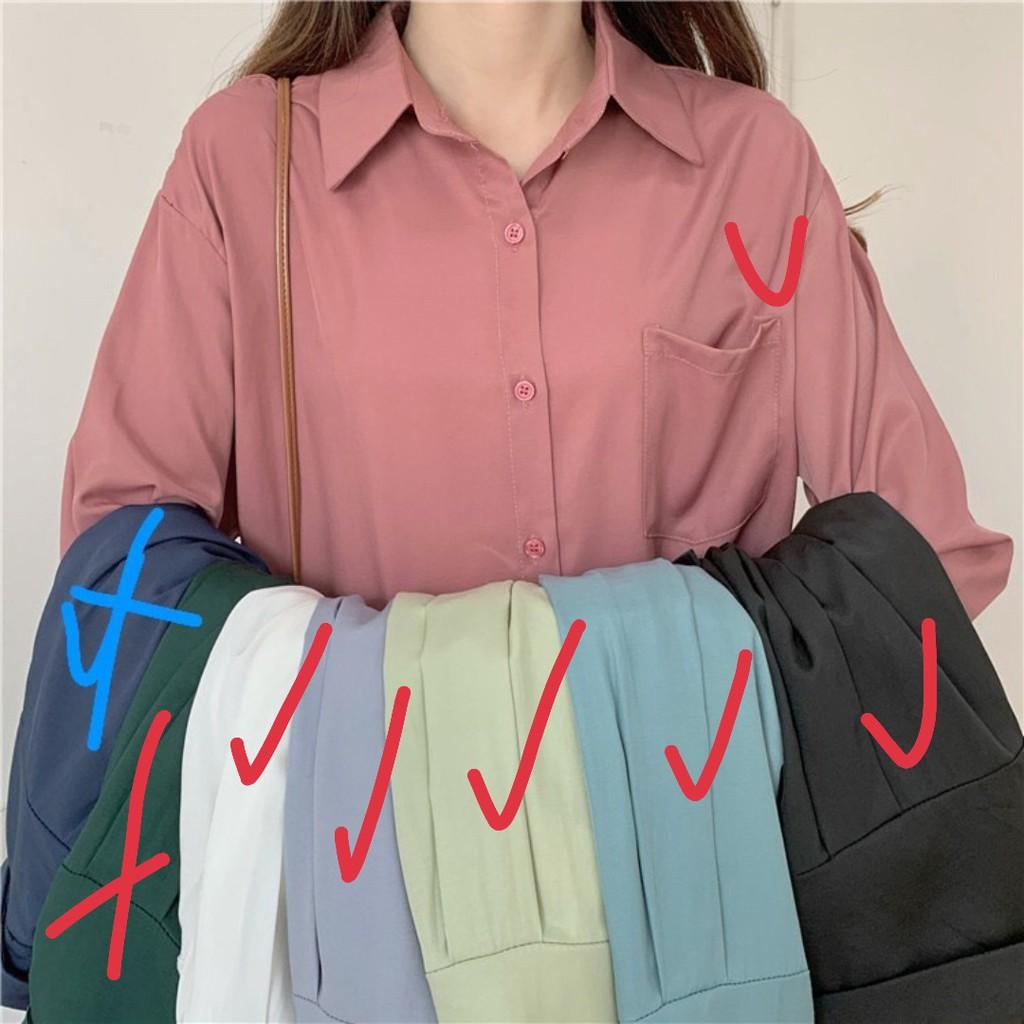 Áo sơ mi cổ polo dài tay dáng rộng thời trang Hàn Quốc loại 1