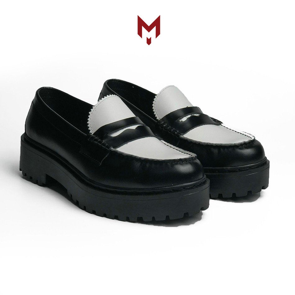 Giày tây lười nam Penny Loafer Chunky Black da bò cao cấp giá rẻ chất lượng tốt thời trang phong cách trẻ