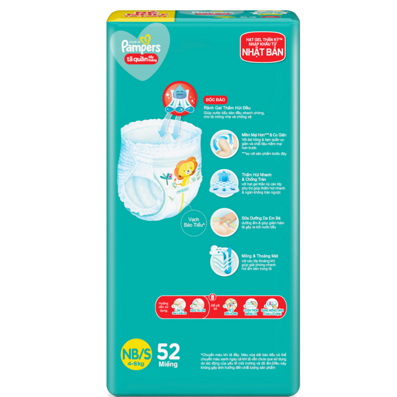 Tã quần Pampers size NB/S 52 miếng (cho bé 4 - 8kg)