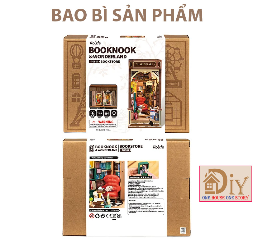Book nook tự lắp ráp bằng gỗ 3D Robotime Rolife Book StoreTGB07 - Quà tặng sinh nhật giáng sinh