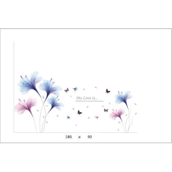 Decal trang trí Hoa Ly Thủy Tinh Xanh