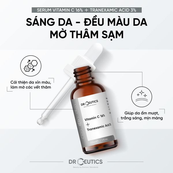 Combo 2 Sản Phẩm Làm Đều Màu, Dưỡng Sáng Da Drceutics (B5 10% , Vitamin C )