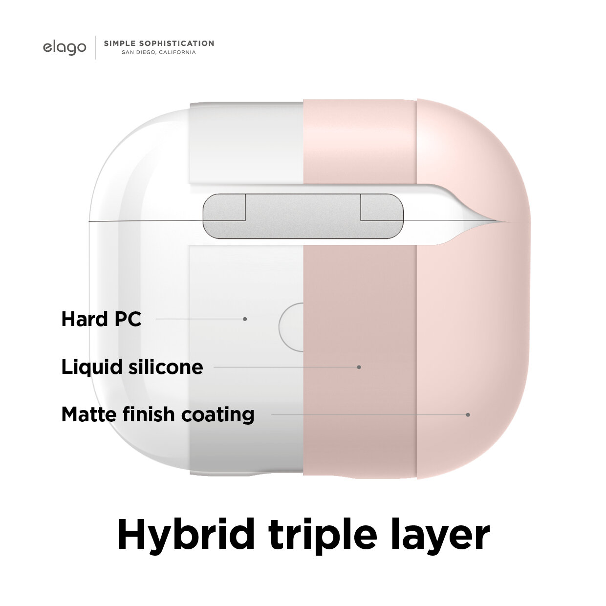 Ốp Bảo vệ Elago Dành Cho AirPods 3 Liquid Hybrid Case- Hàng chính hãng