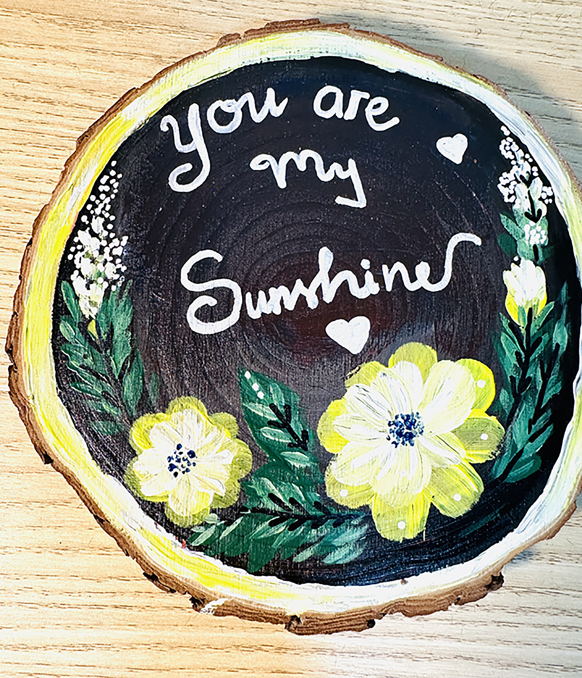 Tranh Vẽ Tay Trên Gỗ Thông You Are My Sunshine – Decor Handmade Độc Bản