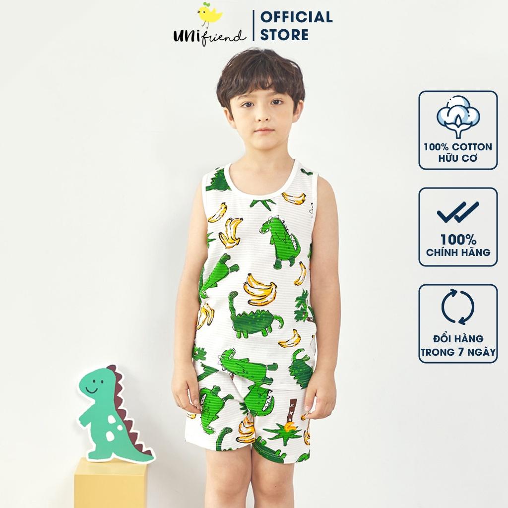 Bộ đồ ba lỗ mặc nhà cotton giấy cho bé trai U4016 - Unifriend Hàn Quốc, Cotton Organic
