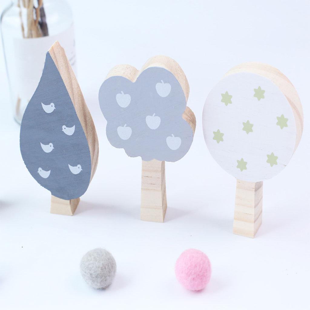 Mini Trees Building Blocks Ornaments Wooden Room Decor Wood Ornaments for Photo Props