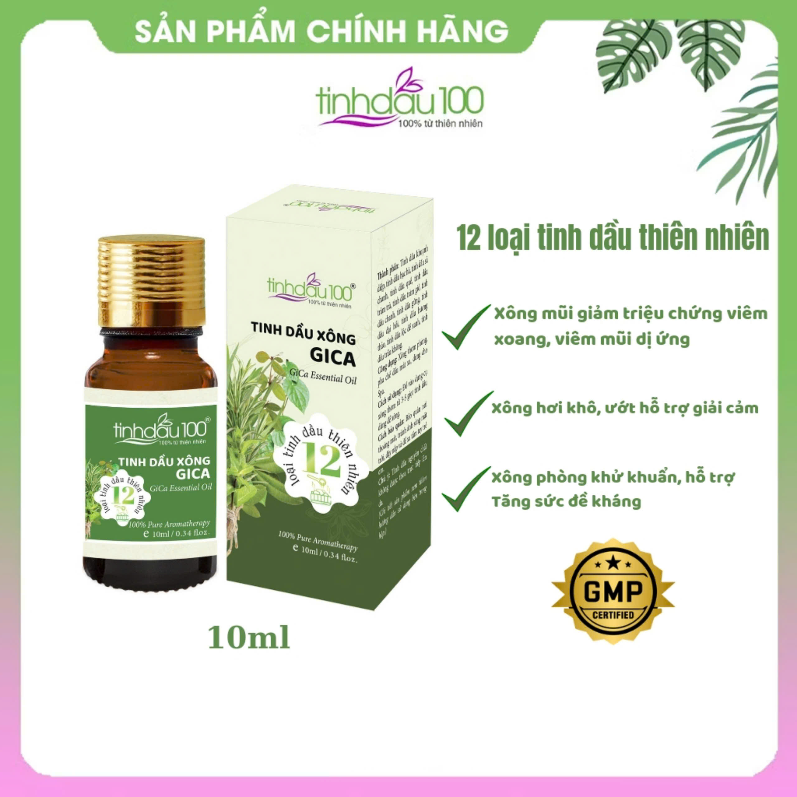 Tinh Dầu Xông GiCa 10ml xông hơi, xông phòng, chăm sóc sức khỏe gia đình