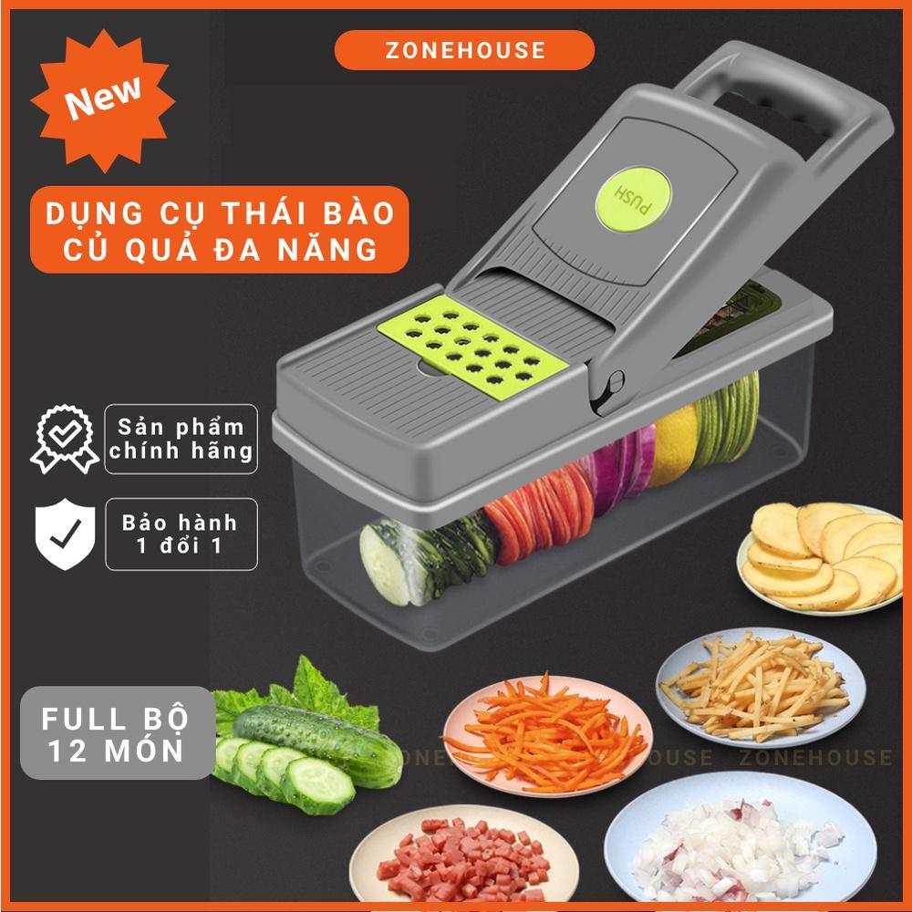 Hộp Cắt Rau Củ Trái Cây ZONEHOUSE , Kèm Lưỡi Dao Nạo Đa Năng, Bộ Cắt Thái Bào Sợi Củ Quả Hạt giá sỉ cực rẻ