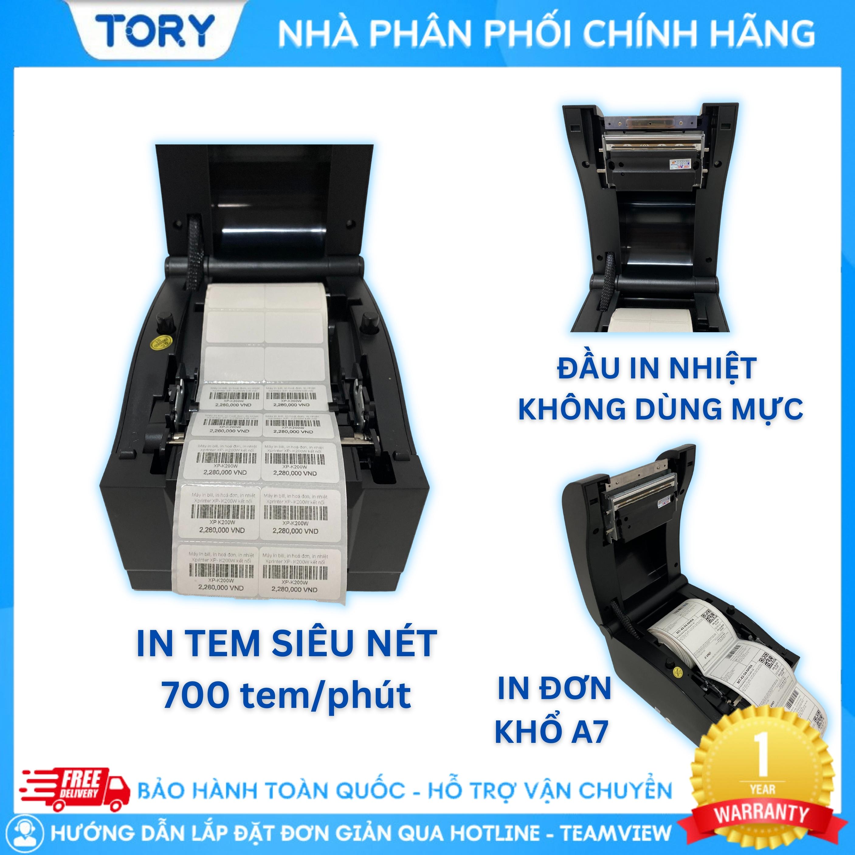 Máy in tem nhãn, mã vạch Xprinter XP-350B cổng USB. Máy in đơn hàng, in tem, in vận đơn TMĐT khổ A7