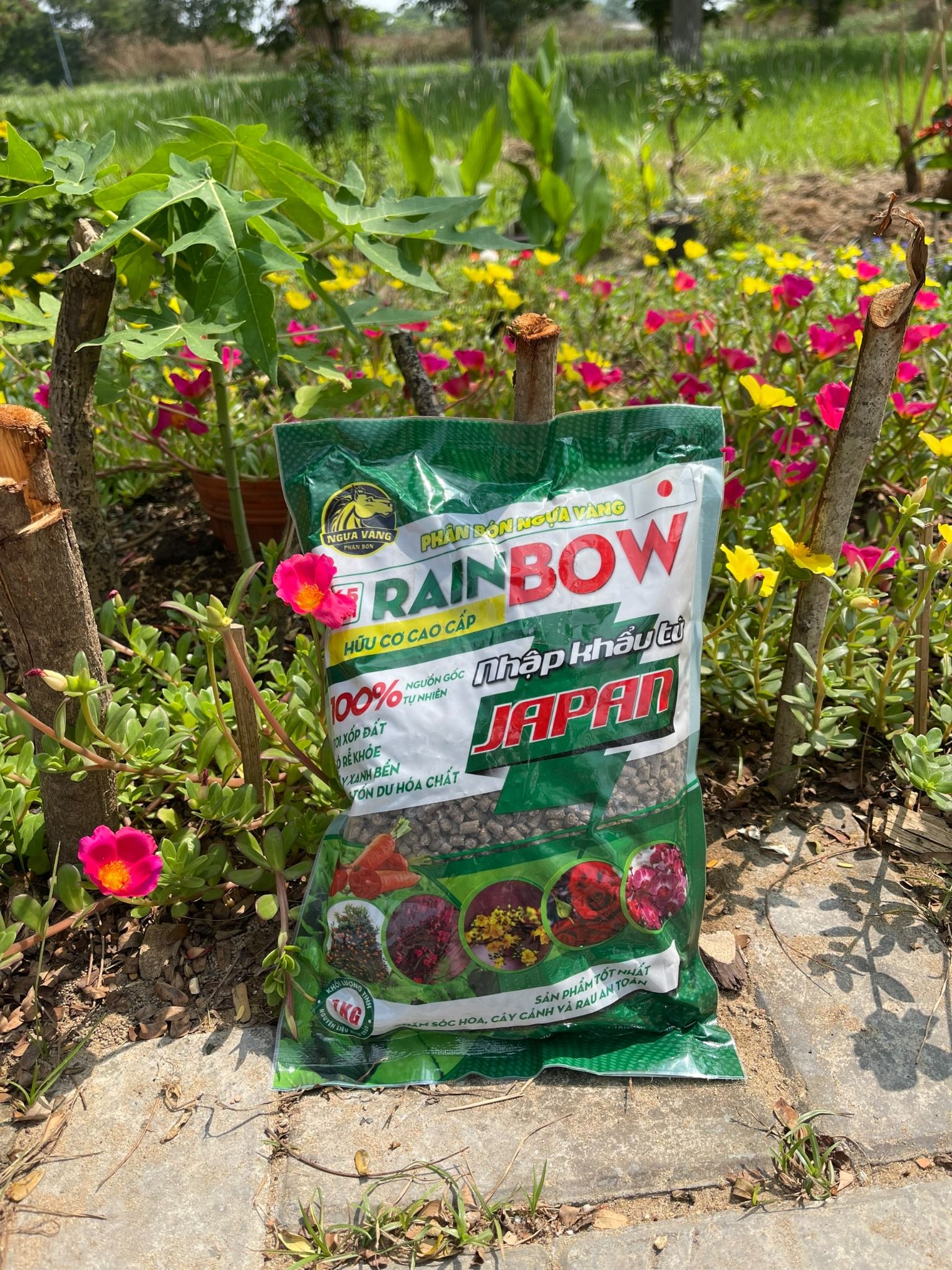 Phân bón hữu cơ 1kg con ngựa vàng Rainbow