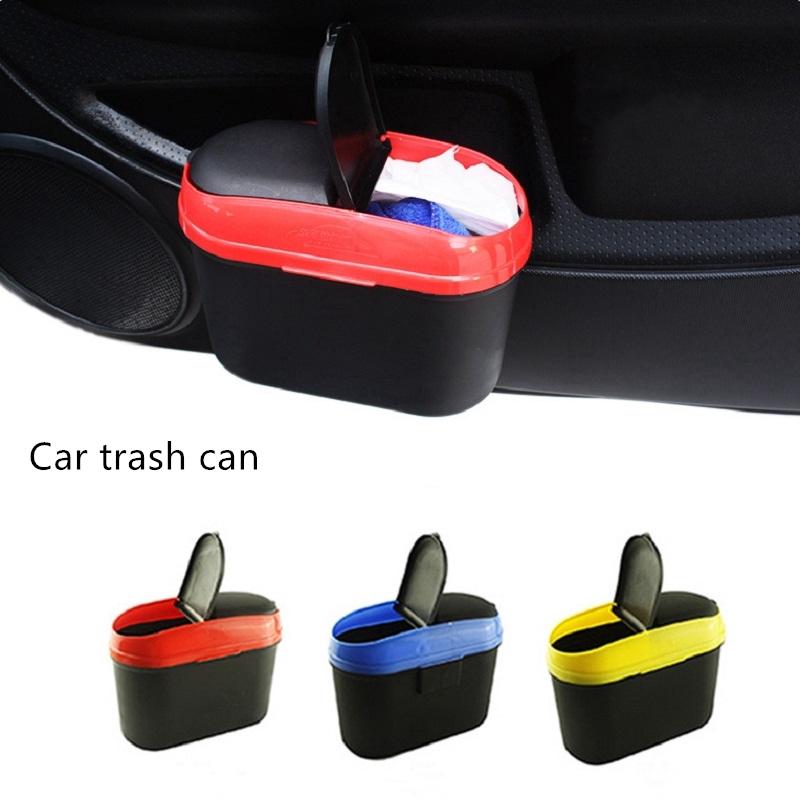 Mini Car Trash Can Suspension Garbage Can Car Storage Box Car Double-open Trash Bin Car Interior Glove Compartment