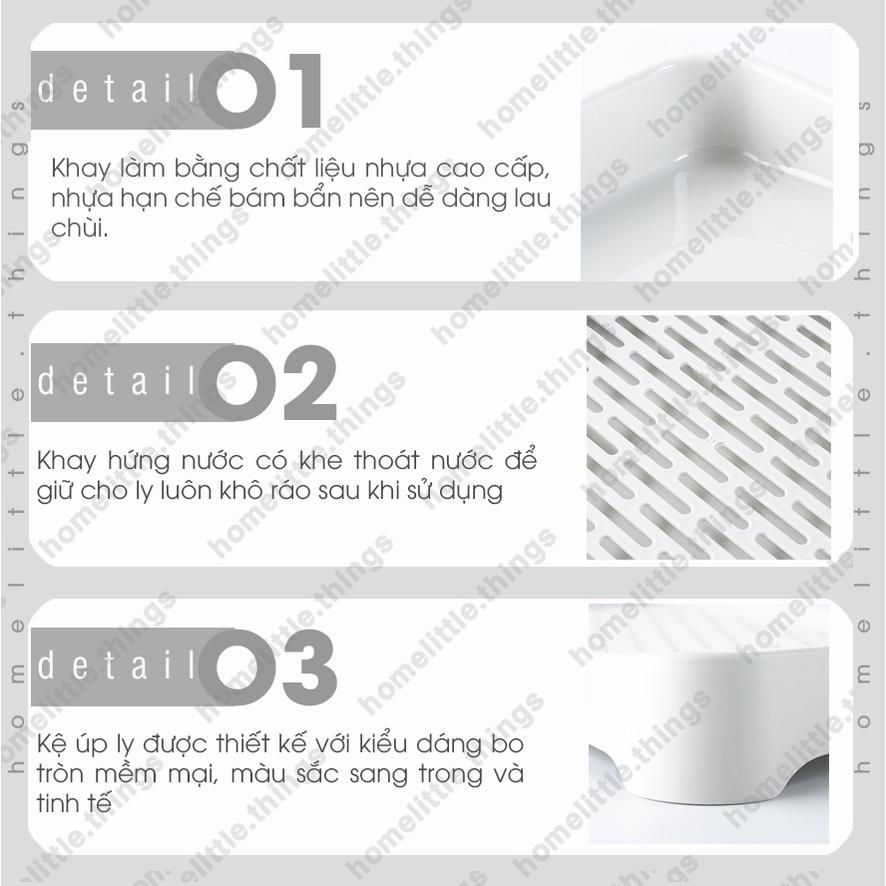 Khay kệ nhựa úp ly cốc, chén, khay trà có rãnh thoát nước