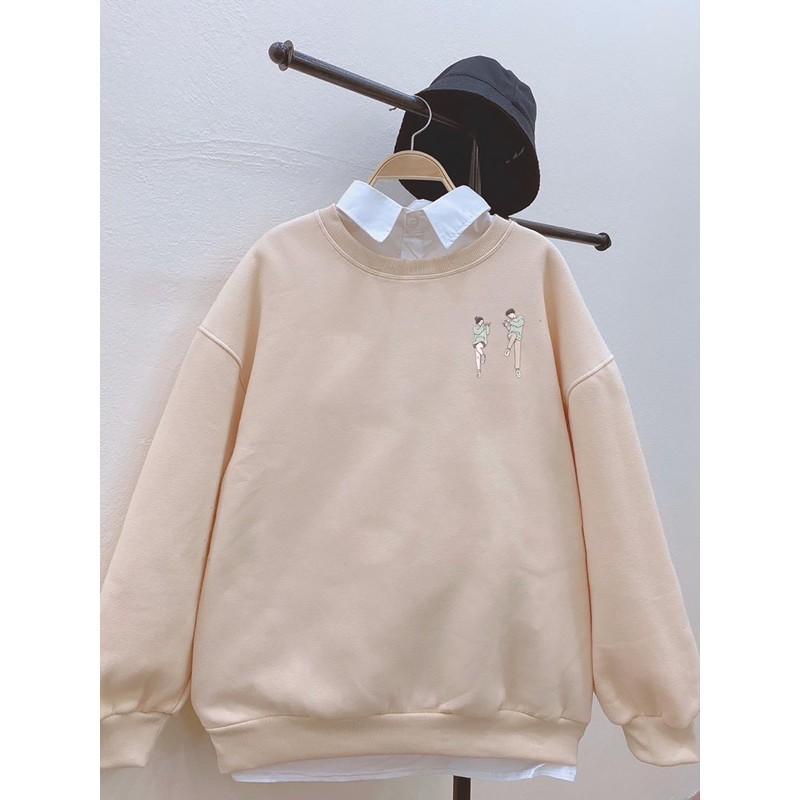 Áo sweater nỉ đôi bạn, áo sweater đôi bạn Trà Sữa siêu xinh