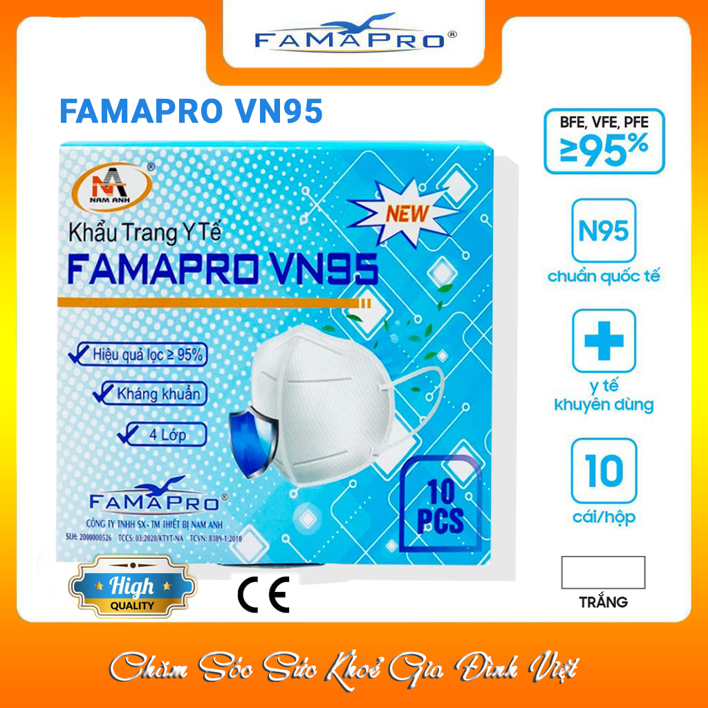 [[COMBO Ưu Đãi 5 Hộp]] - Khẩu Trang Y Tế Cao Cấp FAMAPRO V95 - 4 Lớp Kháng Khuẩn / 95% Lọc Khuẩn, Bụi, Virus Tốt Nhất / Người Lớn - [ CHÍNH HÃNG MỚI 10 Cái/Hộp ]