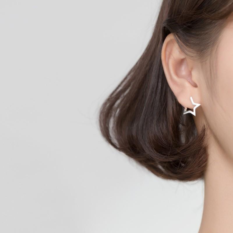 Khuyên tai bạc Ý s925 sao nhỏ 5 cánh lạ mắt G3744 - AROCH Jewelry