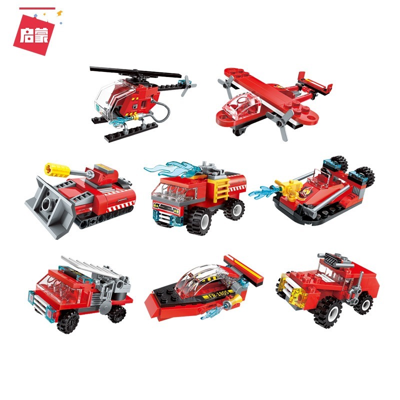 Đồ chơi xếp hình Qman Water Cannon Fire Truck, Đô chơi lắp ráp (lẻ mẫu) 1805 - QMAN
