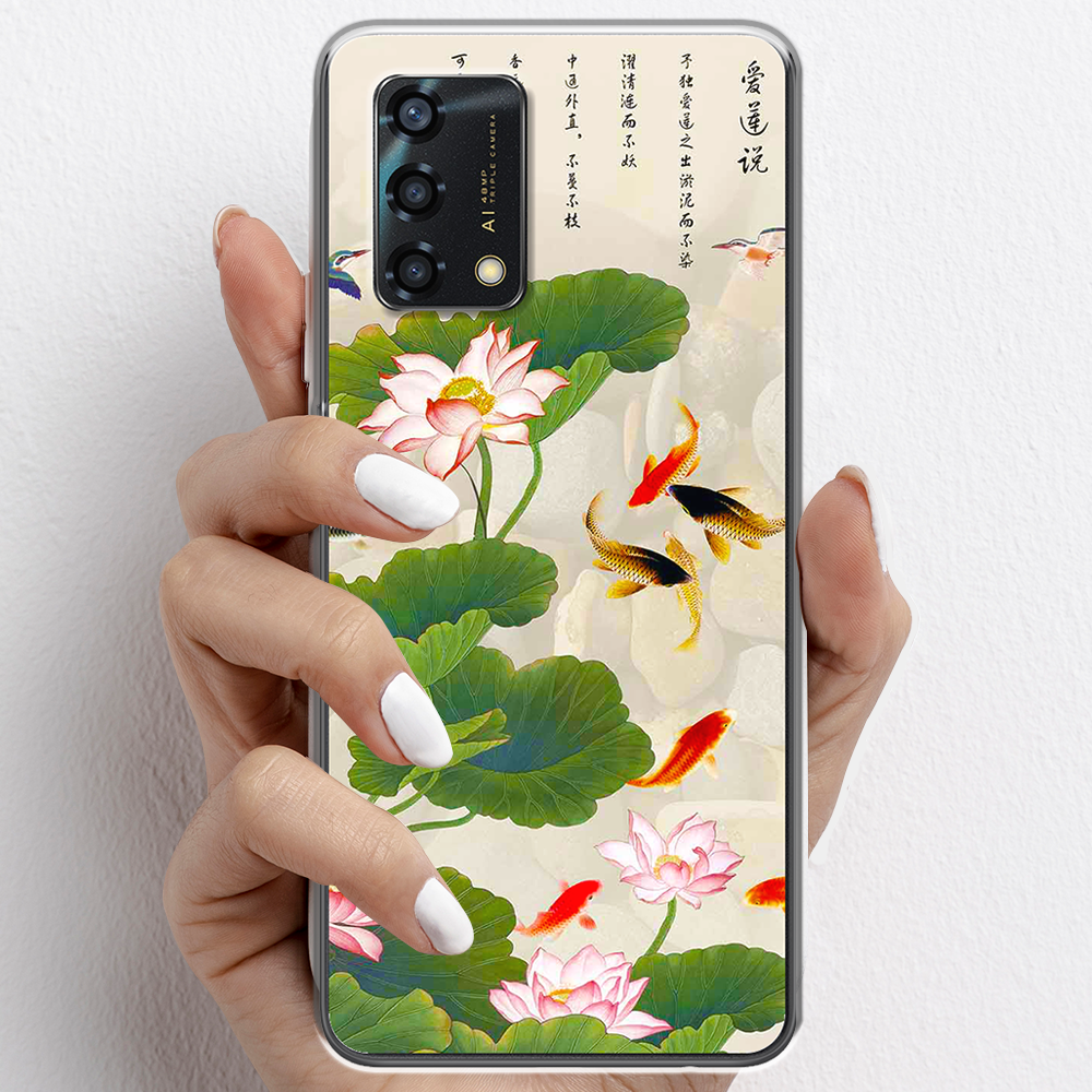 Ốp lưng cho Oppo A55, Oppo A95 nhựa TPU mẫu Hoa sen cá