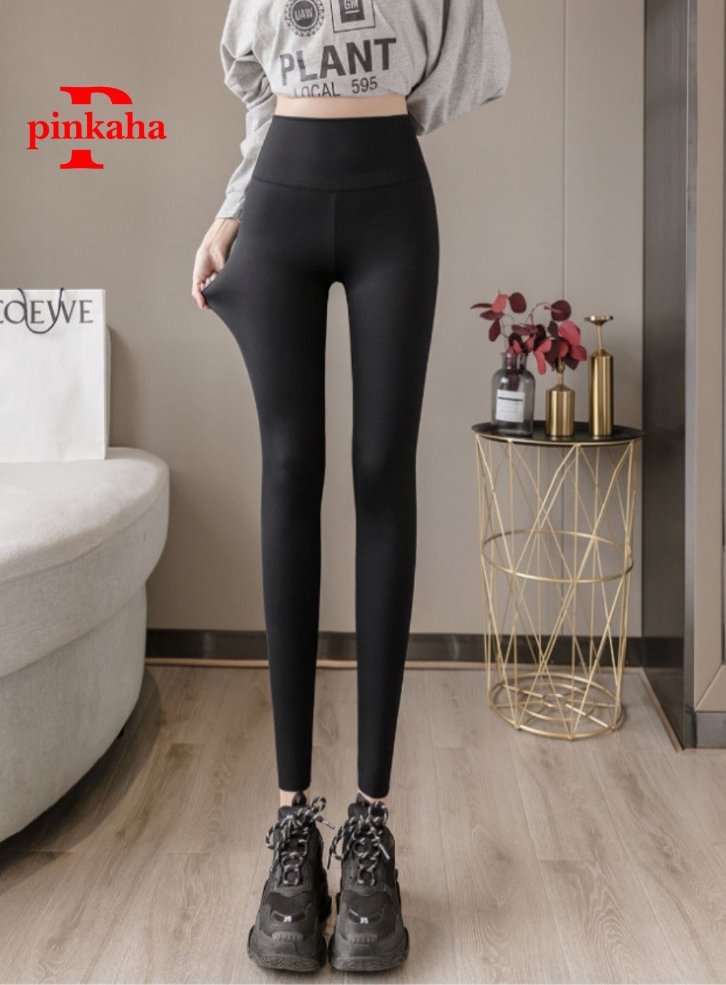 Quần Legging Cạp Siêu Cao Siêu Co Giãn Chất Đẹp Hàng Loại 1 Nâng Mông Tôn Dáng Dấu Bụng - Đen - L53Kg65Kg