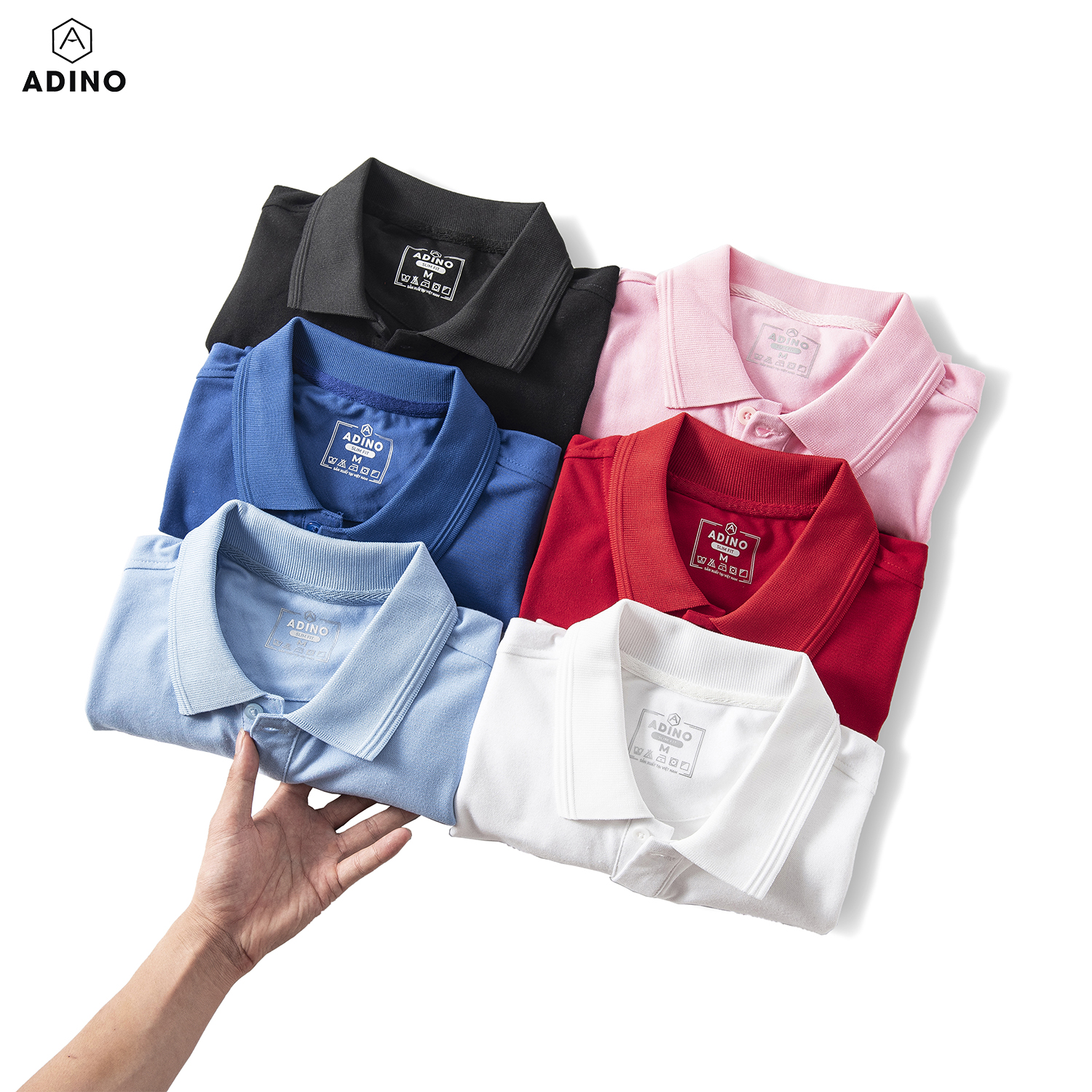 Áo polo nam màu xanh bích đậm phối viền chìm ADINO vải cotton polyester mềm dáng slimfit công sở trẻ trung năng động AP83