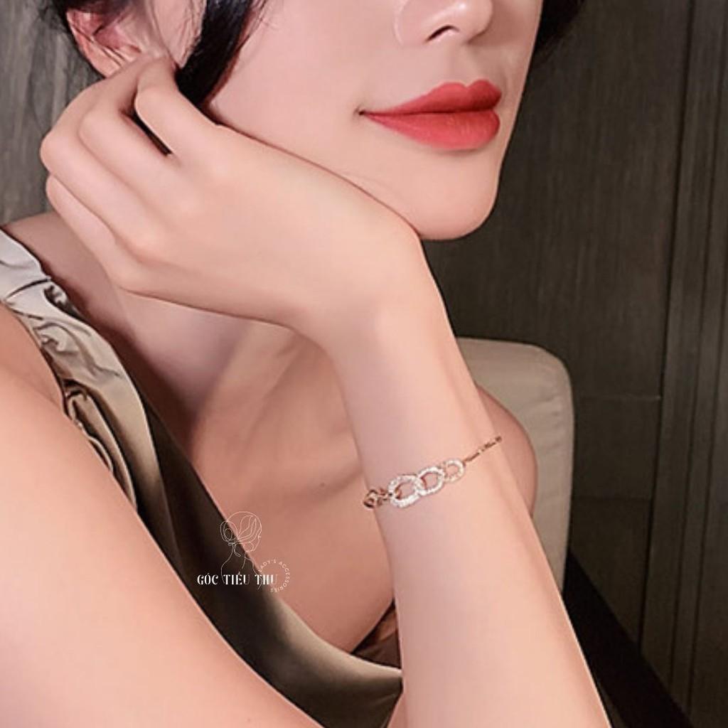 Vòng Tay Hợp Kim Vàng Mắc Xích Tròn Đính Đá Phong Cách Quyến Rũ Sang Trọng - MS008