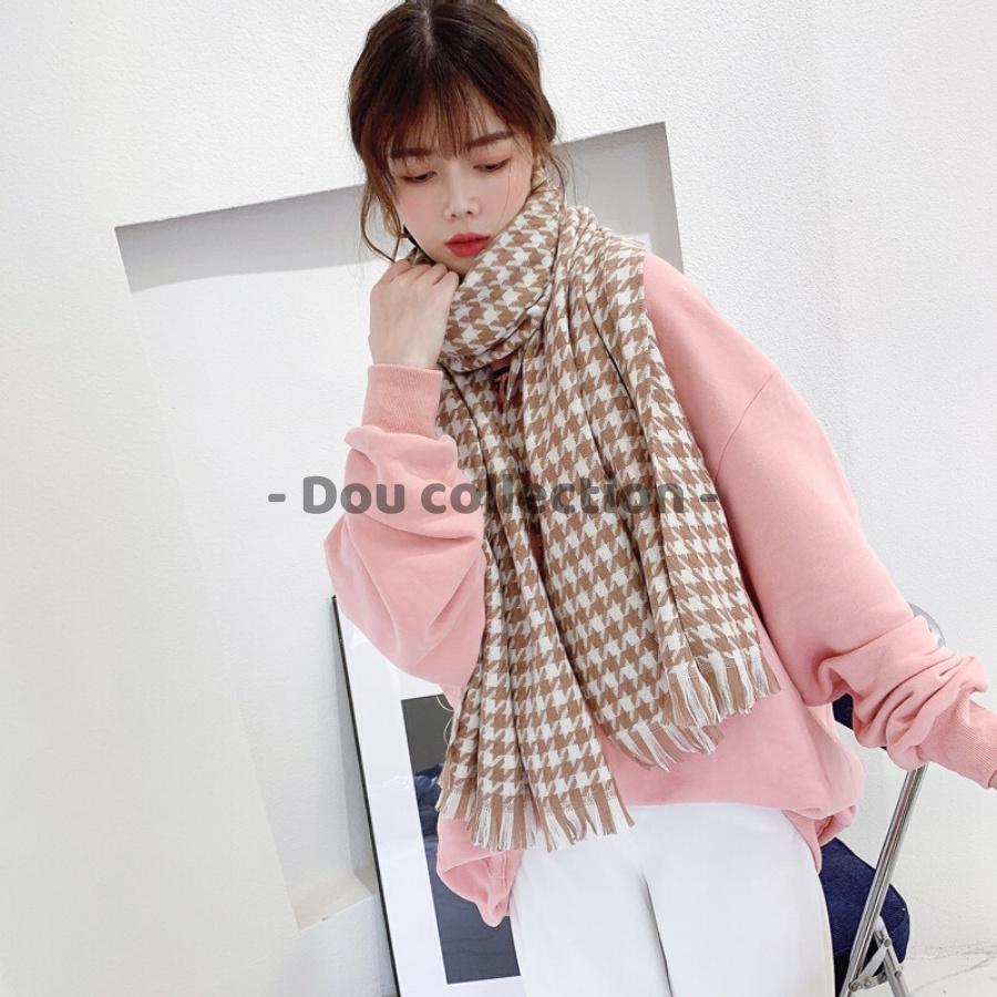 Khăn Len Choàng Cổ (Khăn Cashmere Len) Cao Cấp Giữ Ấm Họa Tiết Houdstoth - 70x190cm - PASHMINA - Mã LN012